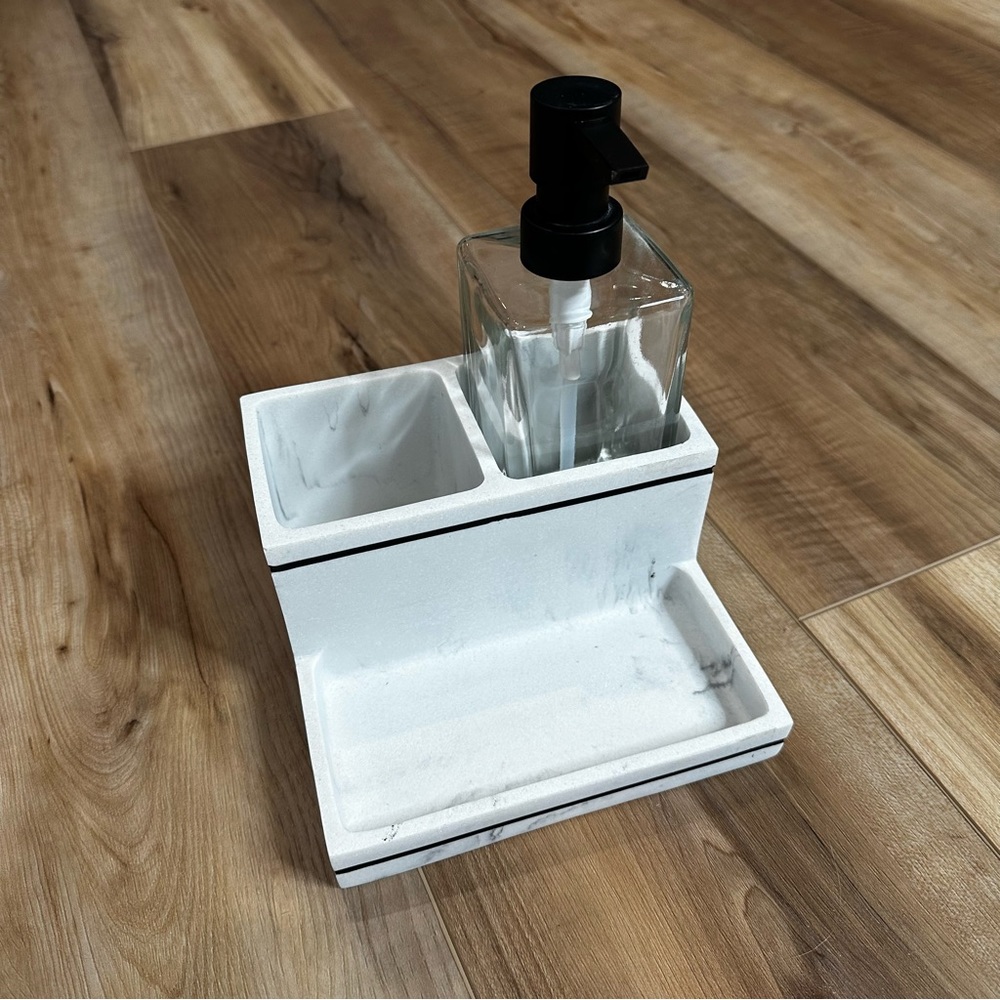 Allen + Roth Marble White Glass Bath Accessory